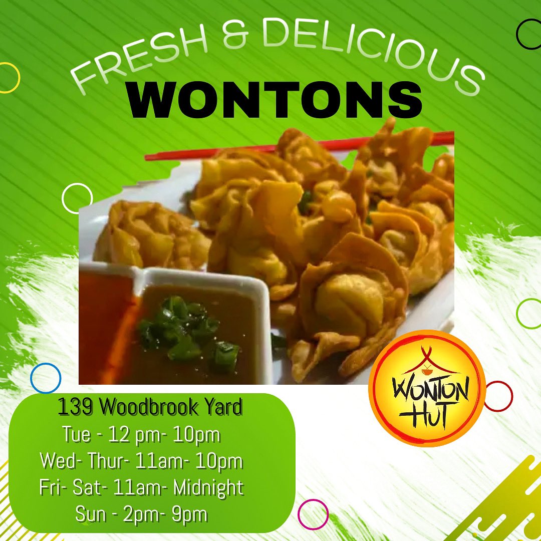 Wonton Lovers 😍
Catch us all week long at @woodbrookyard. 
Special edition wontons will also be made this week.
Come check it out !!

So great you’ll want tons more!!
#wontons #wantons #wontonhut #trinidadandtobago #popup #woodbrookyard #food #foodiefinds #asian #triniwontons