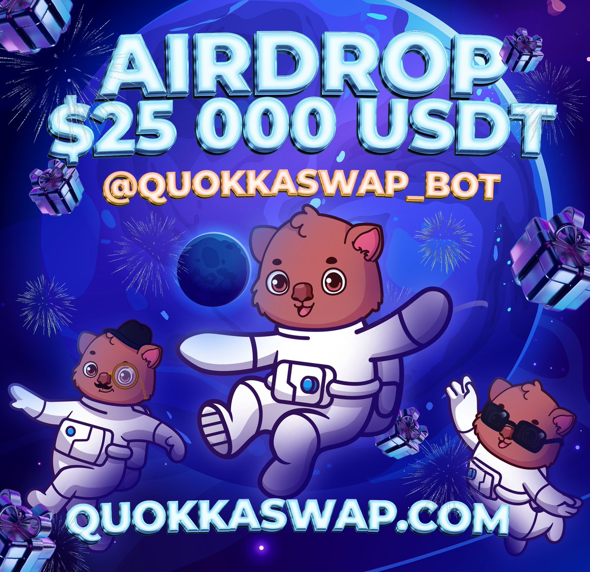 💧 QuokkaSwap Airdrop 💧

📍 Listed

🏆 Task:         ➕    22 USDT for 1000 random participants each.

👨‍👩‍👧 Referral:   ➕   60 USDT for top 50 referrers each.

🔛 Airdrop Link &amp; Information: t.me/AirdropStar/60…

#cryptocurrency #Airdrop #Bitcoin #IronMan #Airdropstario