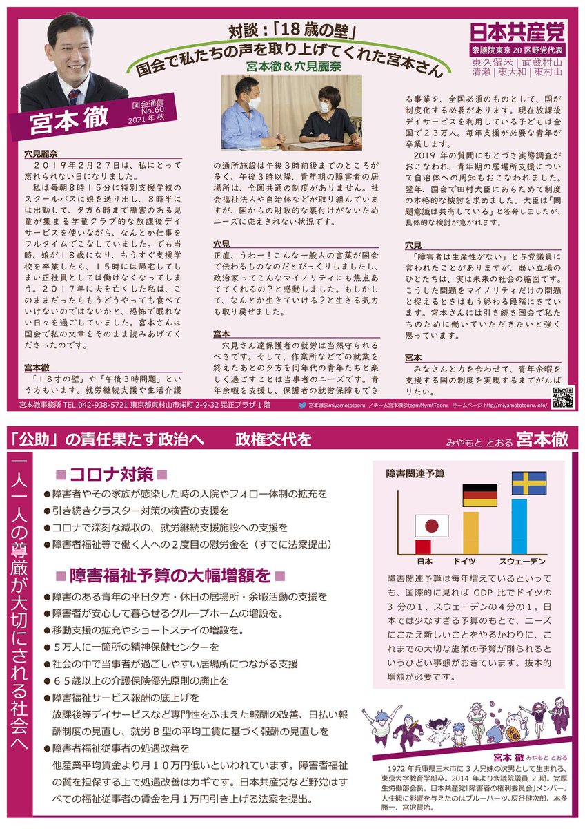 reinakiyosejcp's tweet image. わたしは障がい者の権利向上を目指しています。障がい者に優しい街づくりは、全ての市民に優しい街づくり。
あなたの頭に思い浮かぶ大切な人、あるいは大切な人の大切な人には障がいがあるかもしれません。わたしのライフワークは
#18歳の壁 をなくすこと。#宮本徹…
