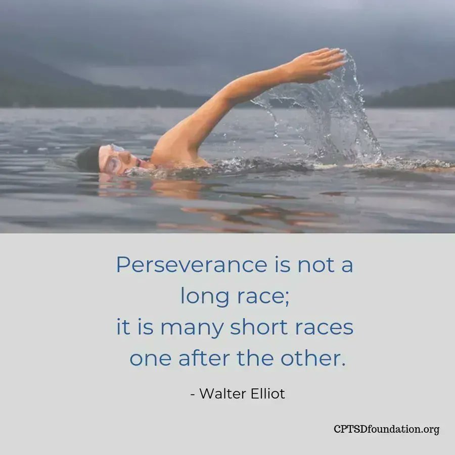 Perseverance is not a long race; it is many short races, one after the other - #CPTSD #Healing #Hope #Recovery #Survivor #ComplexTraumaRecovery #BecauseWeAreWorthIt