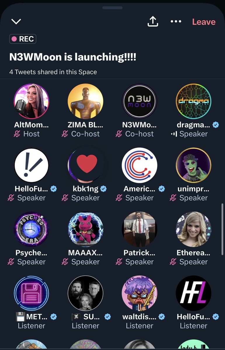 RocketTRacing's tweet photo. shoutout to @AltMomTrades @N3WMoonOrg @zimabluestar @HelloFutureBuzz @kbk1ng @USCryptoAcademy @DochartaighLeon @PsychedEra and 💚 @xMETAVISION 

outstanding energy in there for a very special moment 🌙 https://t.co/mX8jvrzIZZ