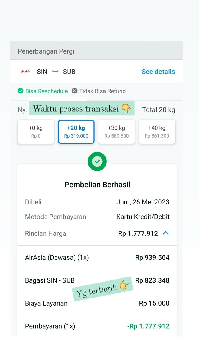 irapandora's tweet photo. @traveloka ini kok gini ya, kalo gak ngecek CC statement, ga bakal aku ngeh dan kroscek list pesanan, dan benar ternyata yg kedebet beda sama harga awal di aplikasi utk add on bagasi @airasia_indo . Elu lagi AA, harga bagasi lu nape seharga tiket dah sekarang 🫠 https://t.co/c8hQ8WnIc9