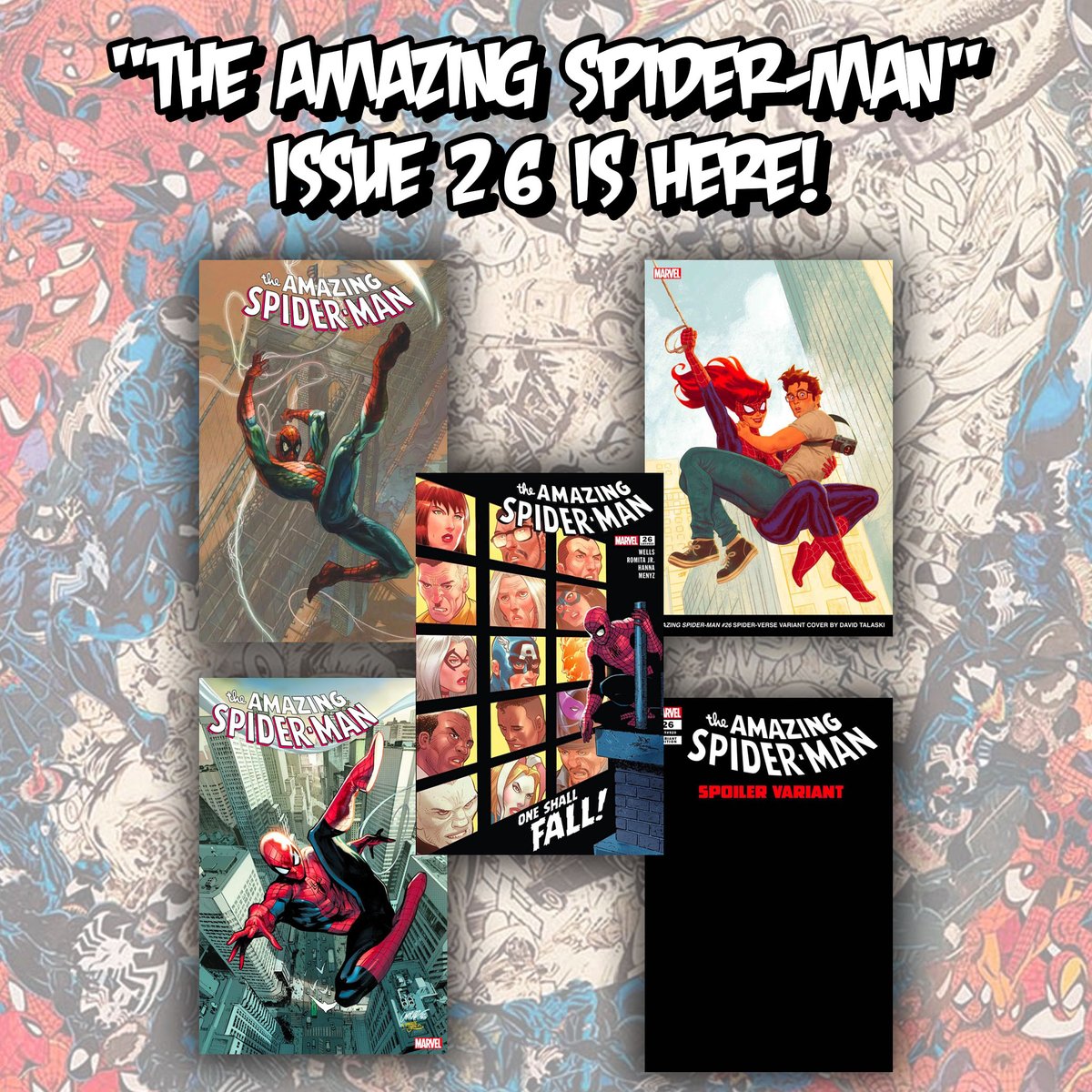 The Amazing Spider-Man issue 26 now available in store!  Written by zebwells  Cover art by

<a href="/inkerscott/">Scott 🇨🇦 🍁</a>

<a href="/pepelarraz/">PepeLarraz</a>
<a href="/DavidTalaski/">David Talaski</a>
<a href="/SBianchiArt/">Simone Bianchi</a>
Spoiler alert!  Mary Jane dies. . . .  #gothamcentralcc #marvel #spiderman📷 #missmarvel #theamazingspiderman #comics