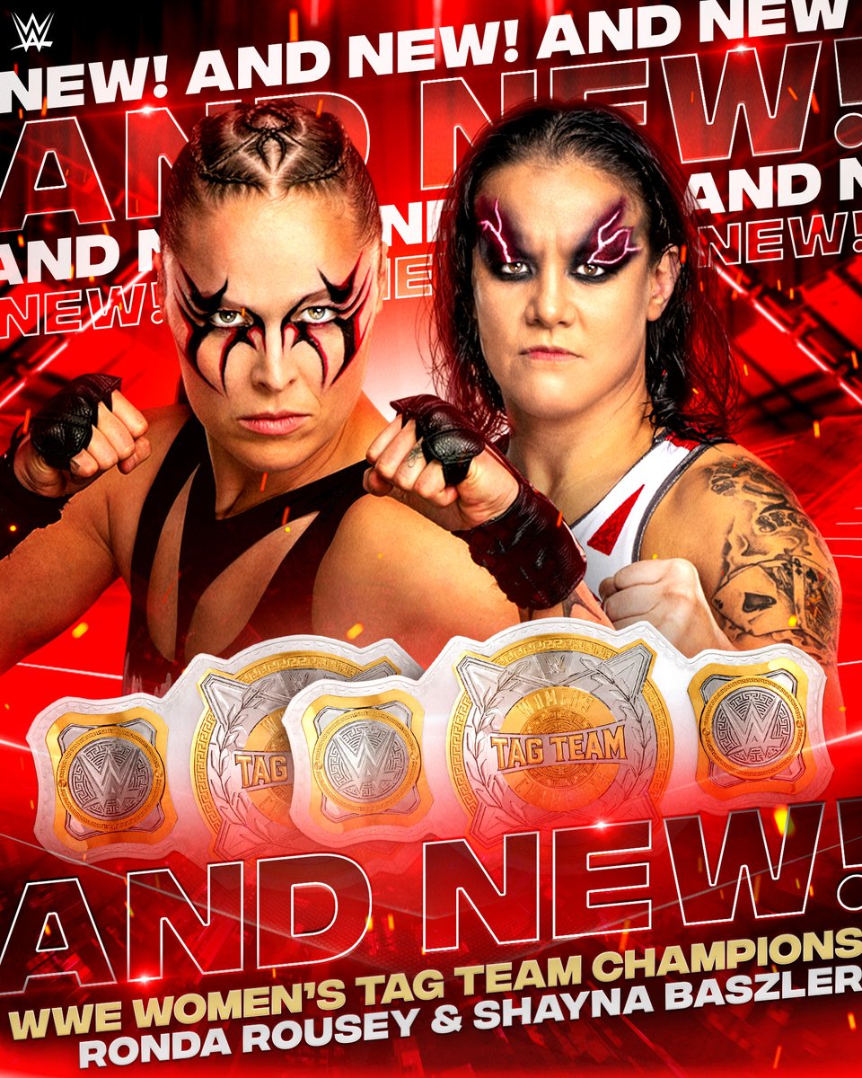 WWE's tweet image. #AndNew WWE Women&apos;s Tag Team Champions...

@RondaRousey and @QoSBaszler!