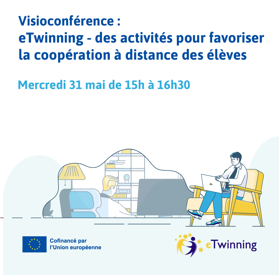 eTwinningFrance's tweet photo. [📢 J-2 ] Il reste quelques places pour notre webinaire "#eTwinning - des activités pour favoriser la coopération à distance des élèves."
📅 Mercredi 31 mai de 15h à 16h30
➡ https://t.co/cQ5yTgUeUv https://t.co/ncG2ZTCvbx
