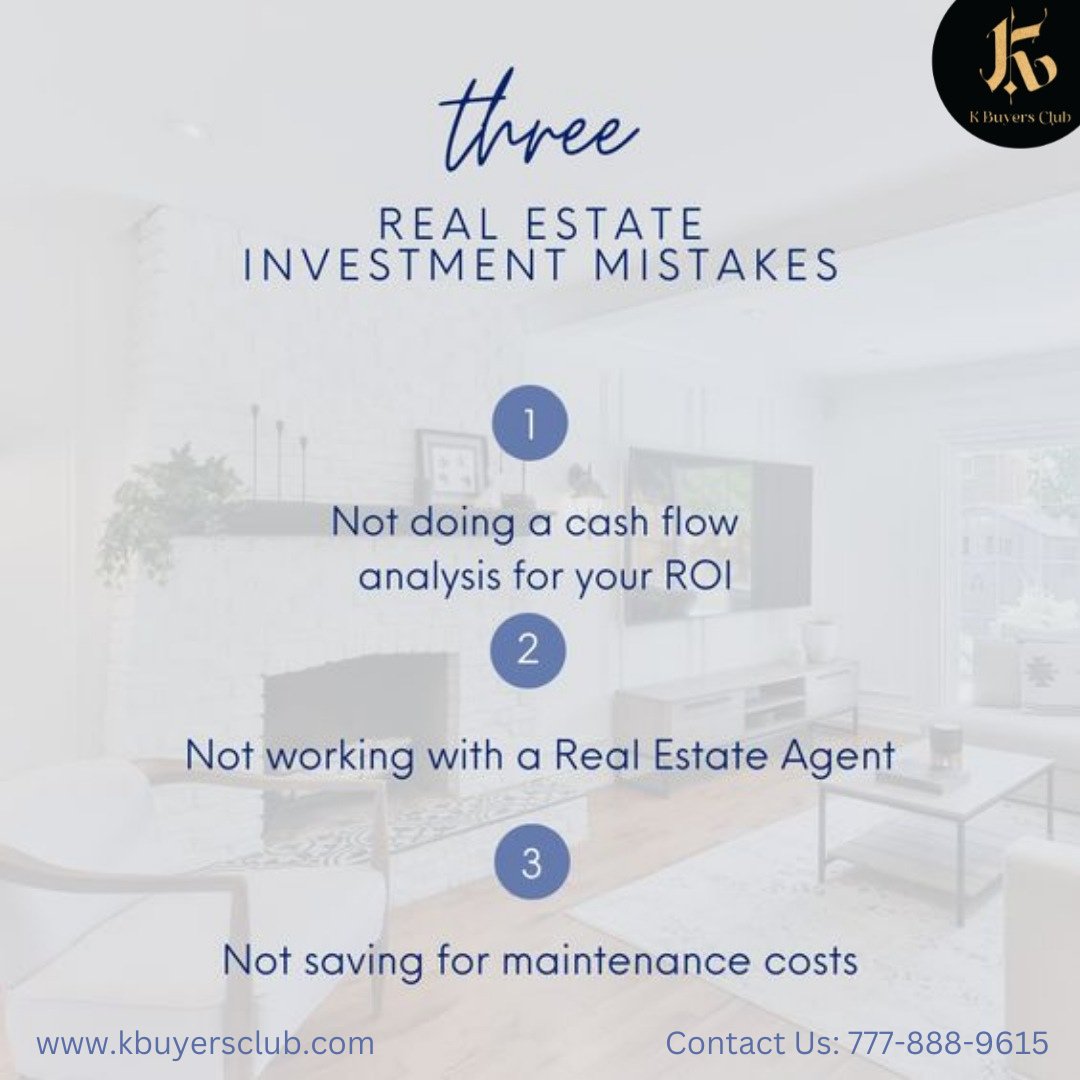 Three real estate mistakes you should be aware of.
.
.
.
Talk to us: 777-888-9615
.
#realestateagent #realtor #realestateconsultant #realestate #InvestmentOpportunity #kbuyersclub