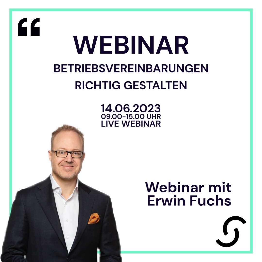 SabadelloLegal's tweet image. "Betriebsvereinbarungen richtig gestalten" 🖋️💼
Erweitern Sie Ihr Wissen im Arbeitsrecht mit RA Mag. Erwin Fuchs.
📅 14.06.2023, 9-15 Uhr (online)
Entdecken Sie die Arten, Themen und rechtlichen Folgen von BVs. Sichern Sie sich Ihren Platz: bit.ly/42dKCmE