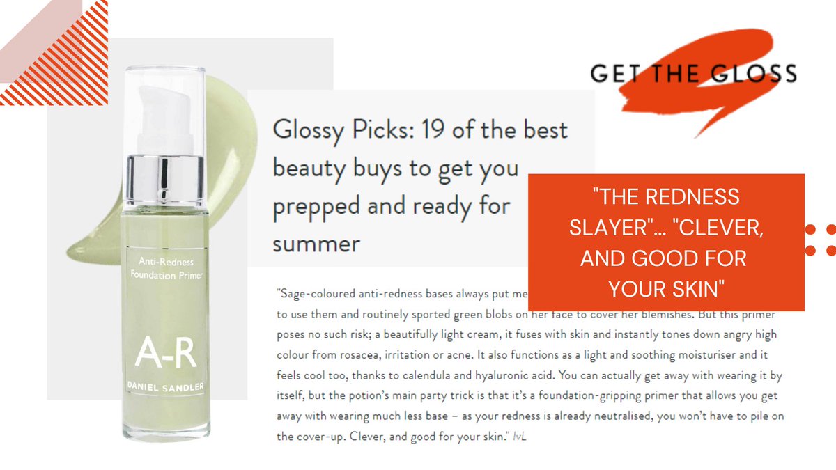 ☀ The ultimate "redness slayer" that's ready to cover any redness, including #rosacea, all summer long. Thank you <a href="/GetTheGloss/">Get The Gloss</a> for picking our Anti-Redness Foundation Primer in your top 19 products!
See why it's your #flawlessskin BFF here - danielsandler.com/products/anti-…