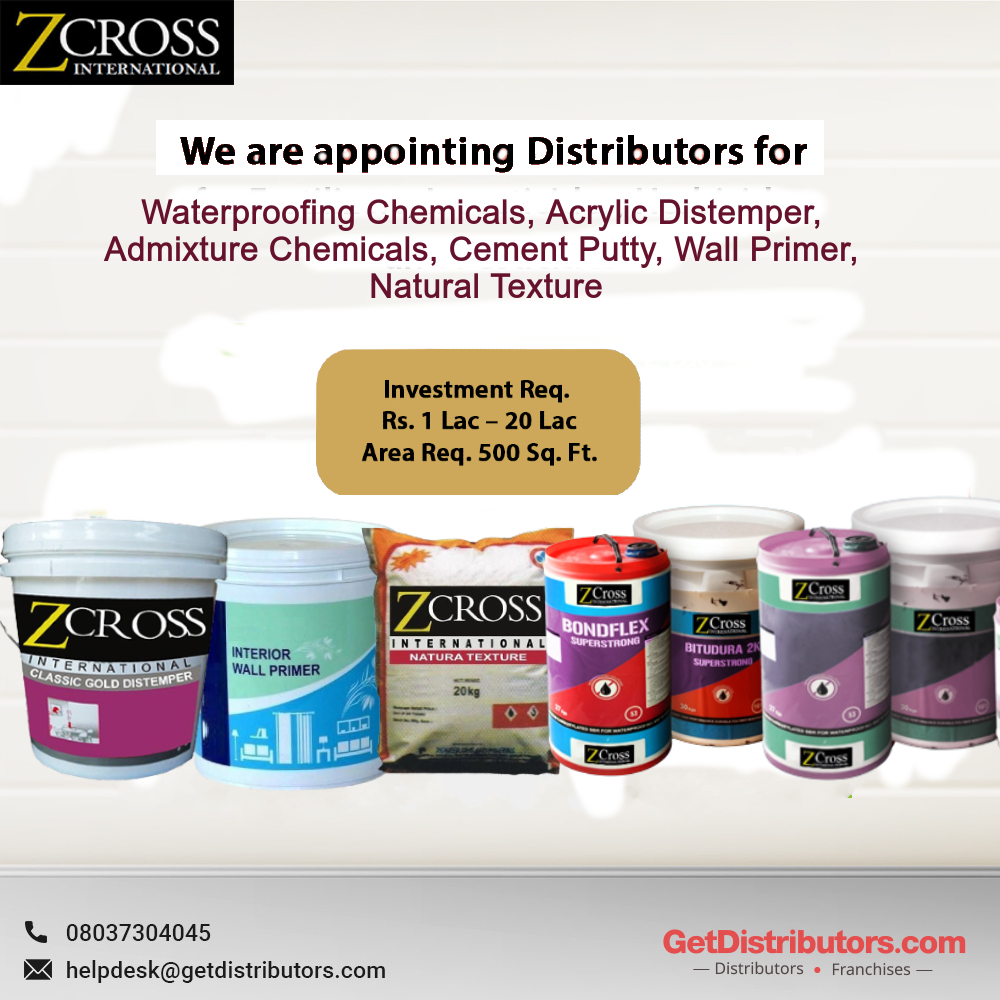 Required #Distributors for Waterproofing Chemicals, Acrylic #Distemper, Admixture Chemicals, Cement Putty, Wall Primer and Natural Texture.
Complete details 👉 bit.ly/3OLgWdz

#WaterproofingChemicals #Admixtures #CementPutty #WallPrimer #NaturalTexture #Distributorship