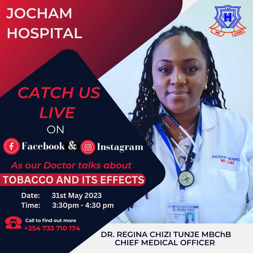 JochamH's tweet photo. Join us Tommorow for a live session with our Chief Medical Officer and get to be educated on the Effects of Tobacco as we mark #WorldNoTobaccoDay . Time 3:30PM - 4:30PM.

#wecare 
#SayNoToTobacco 
#growfoodnottobacco https://t.co/Vdwu5A1XWL