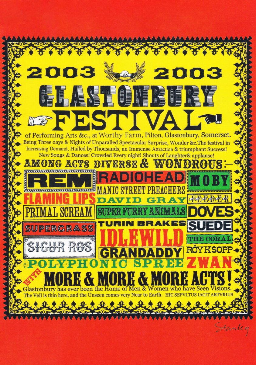 TheGlastoThingy's tweet photo. On this day in...
2003
2013
2017
2022
... the full Glastonbury line-up was published.

#Glastonbury https://t.co/DEvzETXcuq