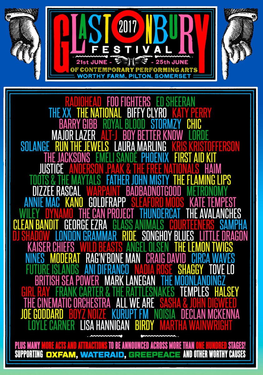 TheGlastoThingy's tweet photo. On this day in...
2003
2013
2017
2022
... the full Glastonbury line-up was published.

#Glastonbury https://t.co/DEvzETXcuq