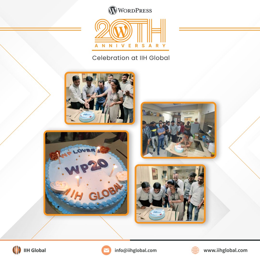At #IIHGlobal, Our #WordPressdevelopment team celebrated the 20th Anniversary of #WordPress 🌐🎉 with style and enthusiasm.

#WP20 #WordPress20thAnniversary