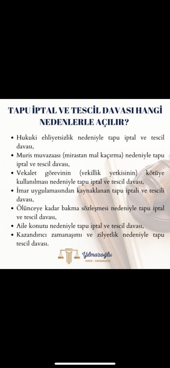 AvTarikCilekci's tweet photo. Hukuksal Bilgilendirme;
-Tapu İptal ve Tescil Davası Nedir?
-Tapu İptal ve Tescil Davası Kime Karşı Açılır?
-Tapu İptal ve Tescil Davası Nasıl Açılır?
-Tapu İptal ve Tescil Davası Hangi Nedenlerle Açılır? https://t.co/lxz8c3dyEw
