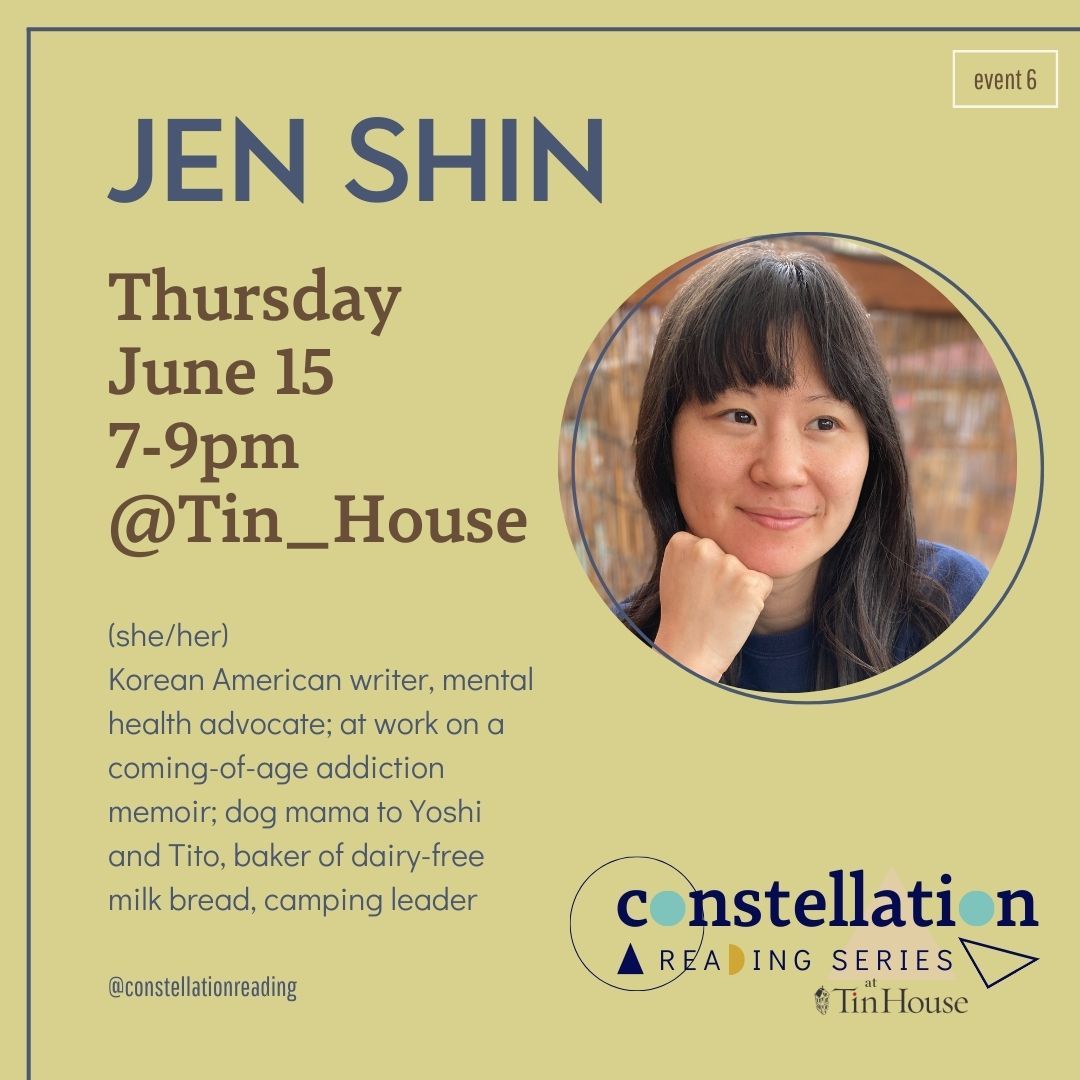 constellationRS's tweet photo. Featuring Jen Shin! (she/her) Korean American writer, mental health advocate; at work on a coming-of-age addiction memoir; dog mama to Yoshi and Tito, baker of dairy-free milk bread, camping leader https://t.co/OgwApdJVqj