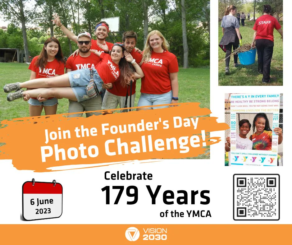 WorldYMCA's tweet photo. Only 1️⃣ week until our 179 year birthday celebration! 🎈 

📅 Save the date: 6 June 2023 
📷 Share photos of your YMCA on that day
🌍 We'll share them with the world! 

Scan the code or visit https://t.co/VivgYkODFA to learn more about our celebration and founder George Williams. https://t.co/PHVEIhgKZg
