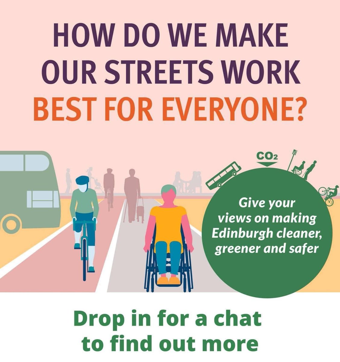 The public consultation events start today on our plans to cut 1️⃣ congestion, 2️⃣ hit net zero and 3️⃣ reduce car miles in Edinburgh by 30%.

The dates, times and locations for the public drop ins are as follows:

30th May - Leith Library
15:00-19:00

More...