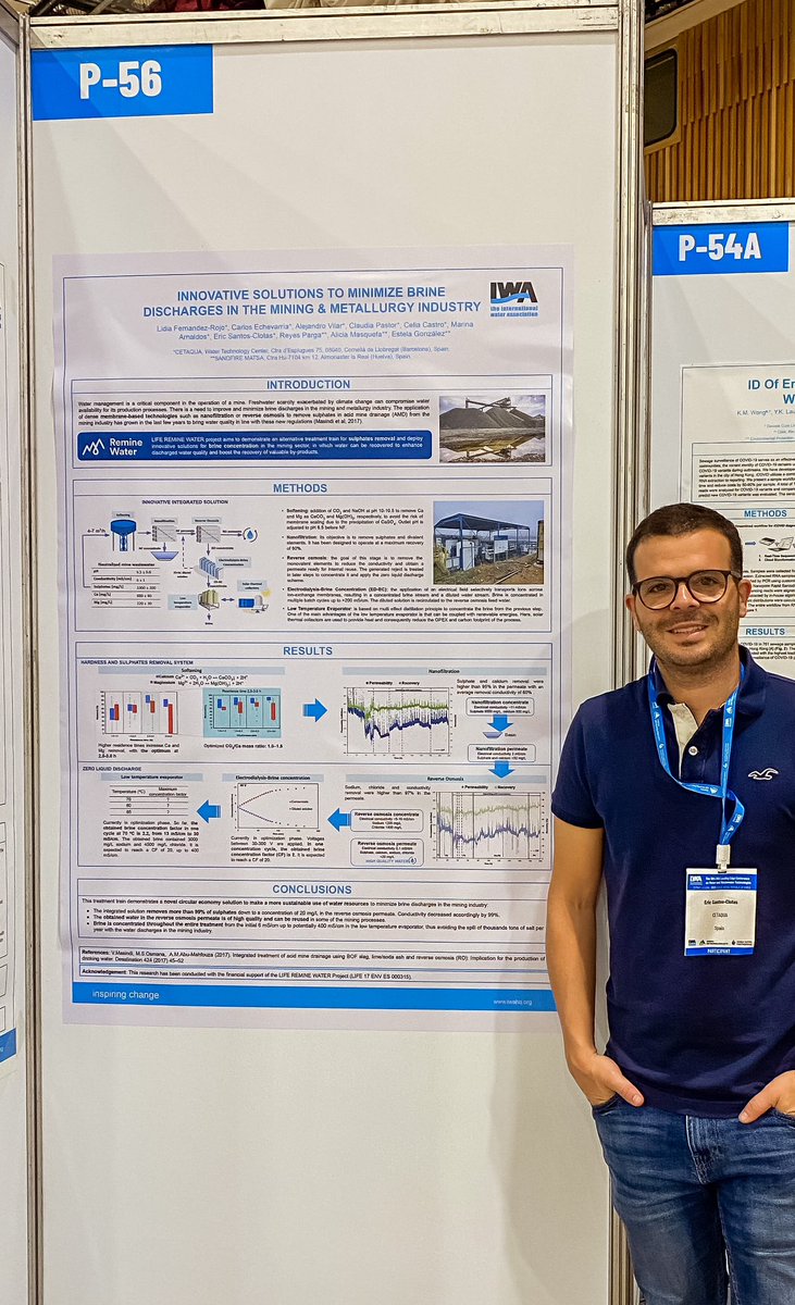 📍Come at P56 to check out our poster on brine minimization♻️in the mining and metallurgy industry #LifeRemine at <a href="/IWAHQ/">International Water Association</a> #LET2023 🇰🇷