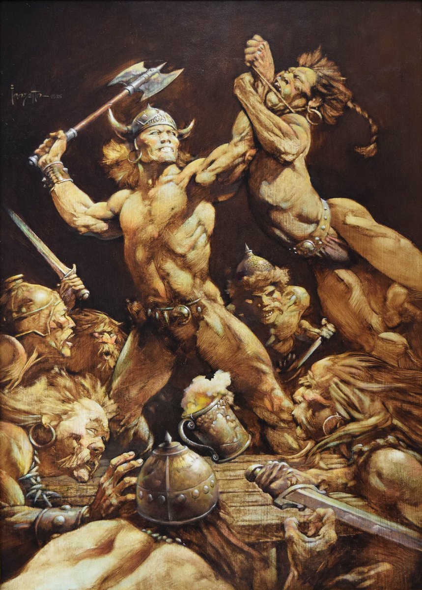 ClaireMax's tweet photo. I miss the era of 80’s fantasy art that was full of equal-opportunity sluttiness for all genders and races. Everyone was ripped and naked. Man? Woman? Orc? Goblin? Who cares, you’re shredded and wearing a thong. Love it https://t.co/t2Q7YOQwMf