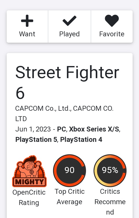 🍒Library🍒 on X: Calificación temprana de Street Fighter 6 en Metacritic  y Open Crític  / X