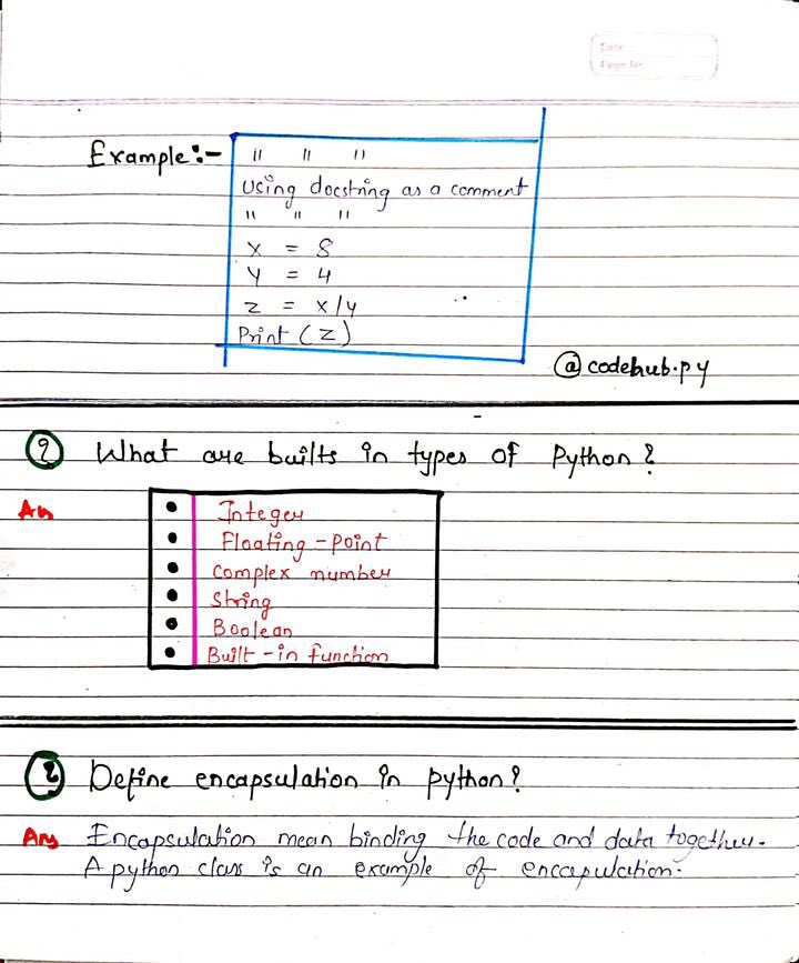 Pythonhub777's tweet image. Python Interview Questions and Answer 🧑‍💻🤩 
.
.
.
.
#coder #coding #java #javascript #python #html #webdevelopment #programming #programmer  #python3 #pythonprogramming #ai #ml #artificialintelligence #machinelearning #css #pythonquiz