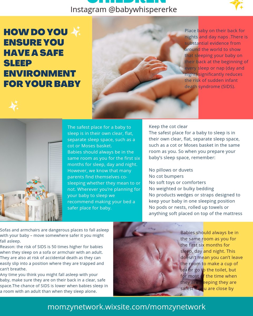 The beginning of all sleep for our children is safety. It is important to practice safe sleep to reduce the risk of SIDS(Sudden Infant Death Syndrome). 
How have you created a safe sleeping environment for your baby?? 
#sleeptraining #babysleep #sleepconsultantke #sleep