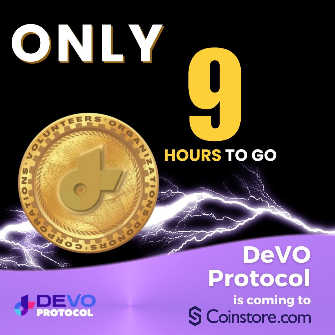 DeVOprotocol's tweet photo. As we edge closer to the launch, we're excited to share more about #DeVOProtocol and $DVO. With a unique value proposition and unparalleled token utility, it's time to revolutionize the volunteering economy. 9 hours to go! #crypto #blockchain #ethereum #btc #DVOListing https://t.co/1uacREKjQA
