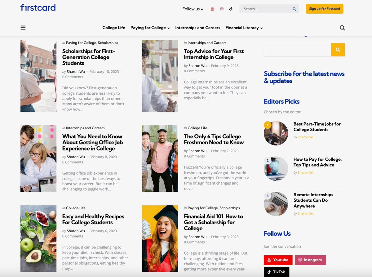 sharewrites_'s tweet image. Being a #ghostwriter most of the time, it's always exciting to see my work published with a #byline! 🥳 

My articles for Firstcard, Inc. are now live on their website 📷

It was so much fun writing content about college life, financial literacy, and internships for students 📷🎓