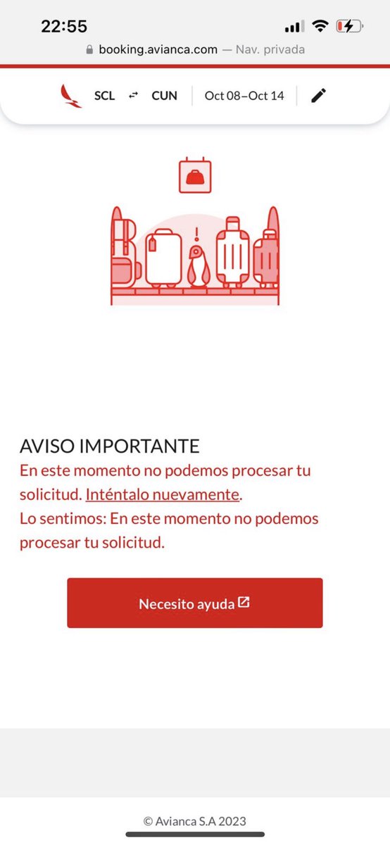 rogelioonfire's tweet photo. @AviancaEscucha Si no es ese error, dice que la
Fecha está inválida, https://t.co/b2L8a1OFmO