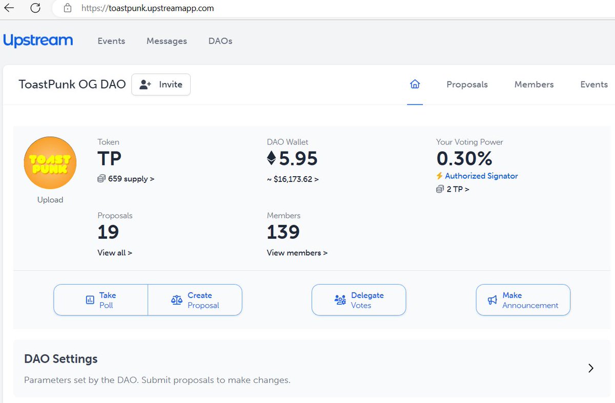 1/🧵 Do you know what's been powering the @ToastPunk OG DAO's community proposals and votes since September 2022? It's <a href="/joinupstream/">Upstream now Truth Arts</a>! This platform has been an essential tool in our DAO operations, making everything seamless. Let's dive into how amazing Upstream is.👇
