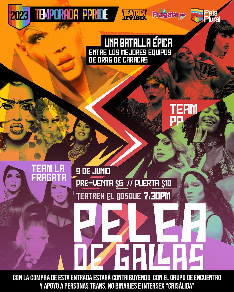 Aisak17's tweet photo. #AgendaQueer | Si no pudiste ir al #MariconFest y tampoco al pasado #AlwaysQueen Te traemos un evento que no puedes perderte... Las Dragas más arrechas en una "Pelea de Gallas" en @TEATREX Team @tupais_plural Vs Team @lafragatavip
Entradas en preventa desde YA https://t.co/Bh8io5yPTI