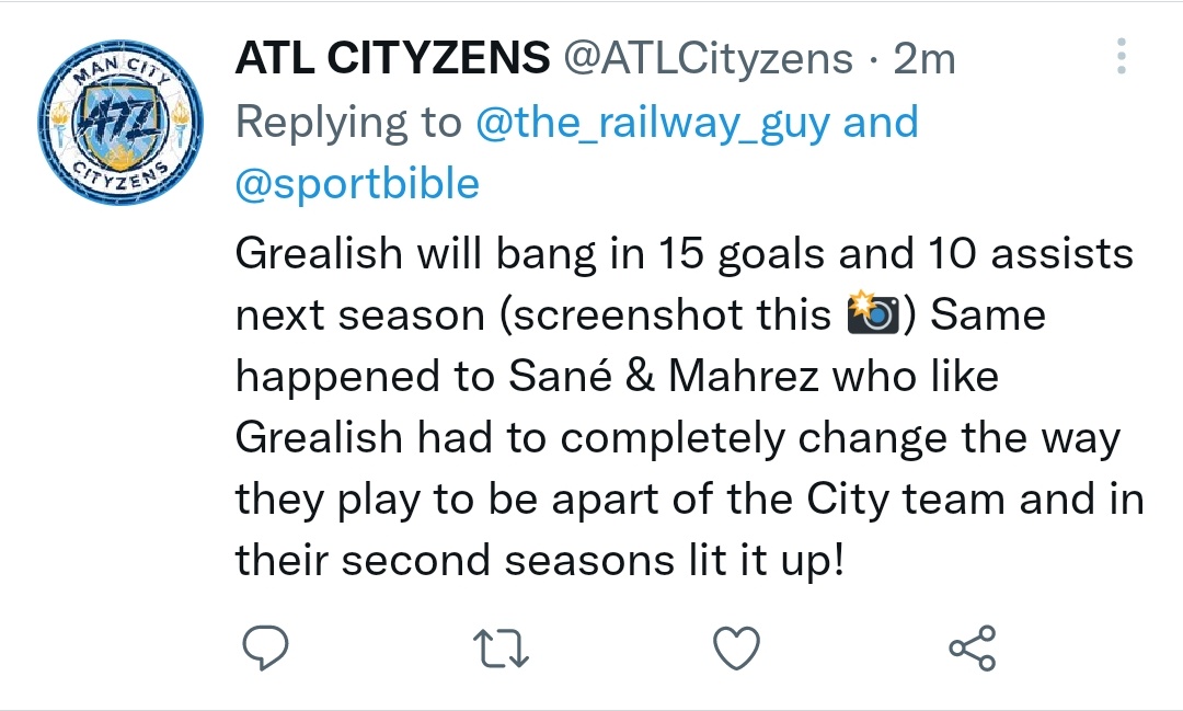 skarwinn's tweet photo. 5 Goals. 7 Assists. £100m.

Think you owe us an apology @ATLCityzens https://t.co/xXz99FtiKc