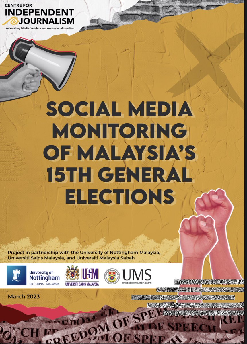 Going through @CIJ_Malaysia @UoNMalaysia report on social media monitoring during the last GE15 and up to the period of swearing in of the new prime minister. 

The findings are very concerning, which points to several key areas we should also be monitoring in the coming state…