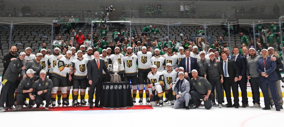 NHL's tweet photo. Your 2022-23 Western Conference champions! 🏆 #StanleyCup https://t.co/12ytWv39WD