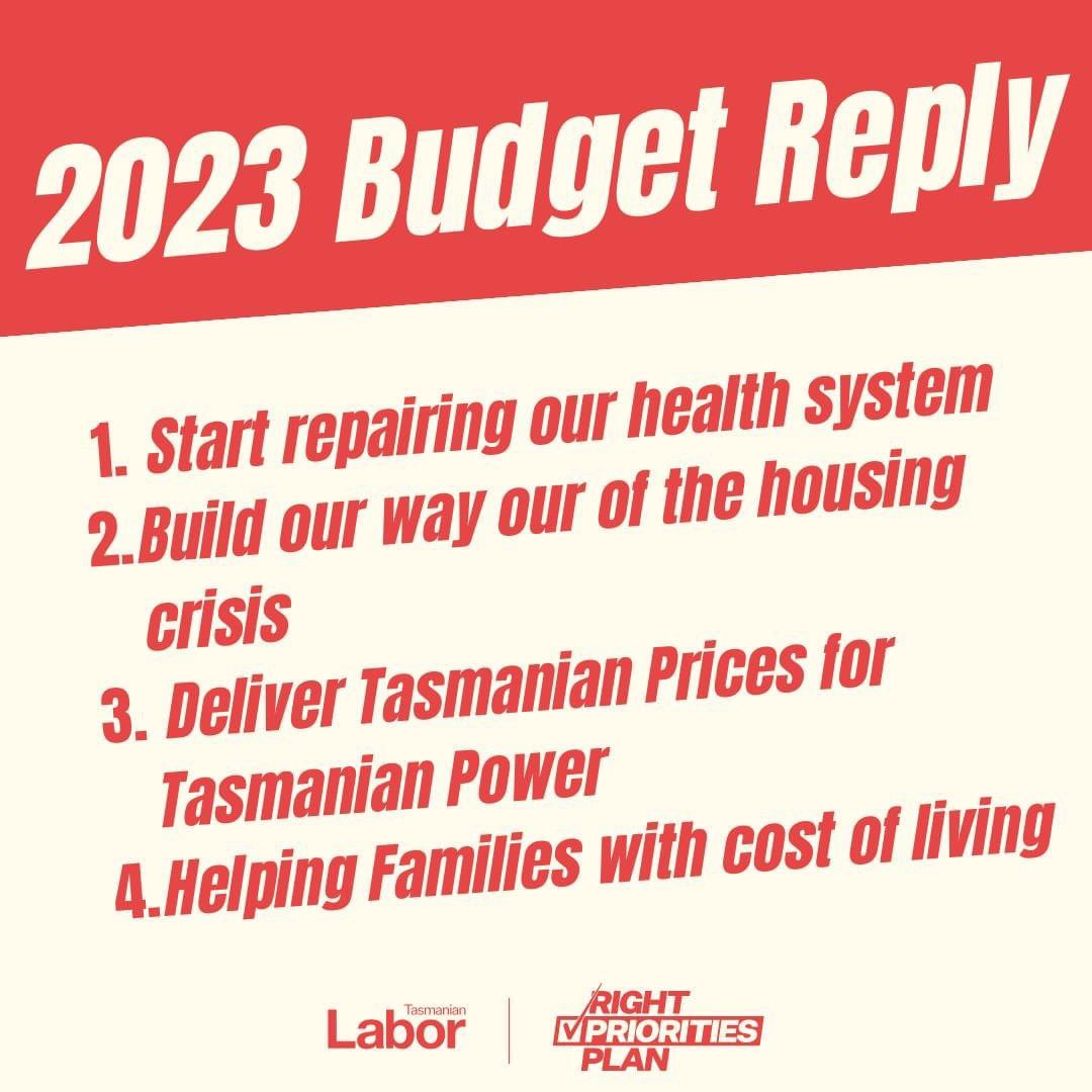 I’ve just delivered Labor’s budget reply and launched our Right Priorities Plan. Labor has a strong focus on improving our health system, making housing affordable and reducing the cost of living. Labor is ready to do the hard work needed to make Tasmania better. #politas
