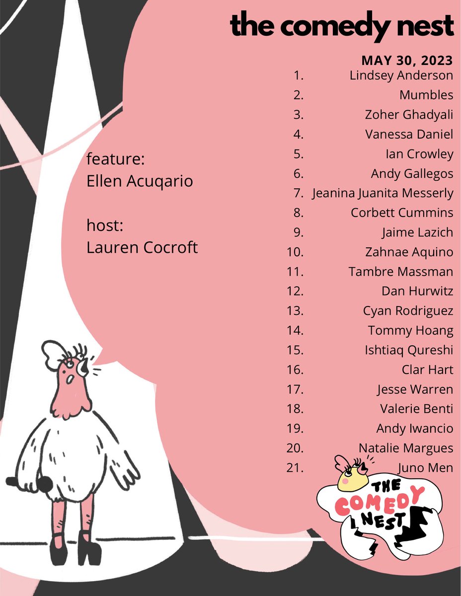 ComedyNestSEA's tweet photo. Come to our awesome show featuring @yourfunnyunni The super great host this week is @laurencocroft Doors at 7:30, show at 8 pm in the Jewelbox Theatre @SeattleJewelBox 

The host for this evening is @seattlejuno https://t.co/tbif3JBgyZ