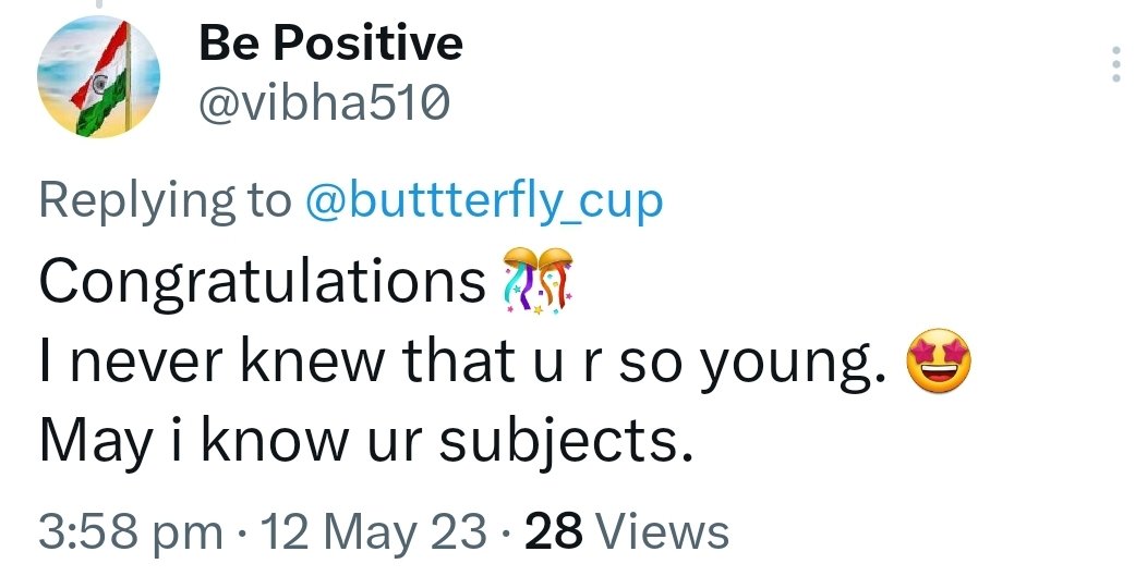 Wish u a very happy birthday, @buttterfly_cup .🎂🎂
Though we don't know eo, but i have read ur posts & liked also.
Recently,whn u posted ur 12th result,thn only i came 2 know tht u r so young. 🤩🤩
And for that,i would say...aapke tweets se aapki umr ka pata hee nahi chalta 🤪🤪