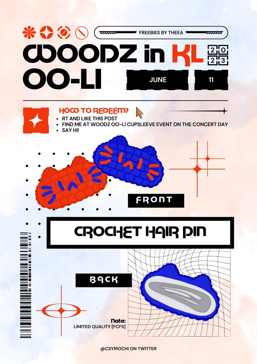 ♡ #WOODZinKL #OOLIinKL freebies! ♡  
—i will be giving away crochet hair pin on the concert day!!

♡ loc & time: tba
♡ limited qty [fcfs]
♡ rt & like

see you there! 🫶🏻