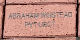 Cahalanjones's tweet photo. At Veterans Park in Franklin, TN, a brick paver was dedicated today in honor of Pvt. Abraham Winstead. Winstead is the oldest known Williamson County US Colored Troop soldier.  He was born into slavery in 1812. Winstead's paver has been sponsored by Liz Johnson. https://t.co/oJ3FcJ3H7A