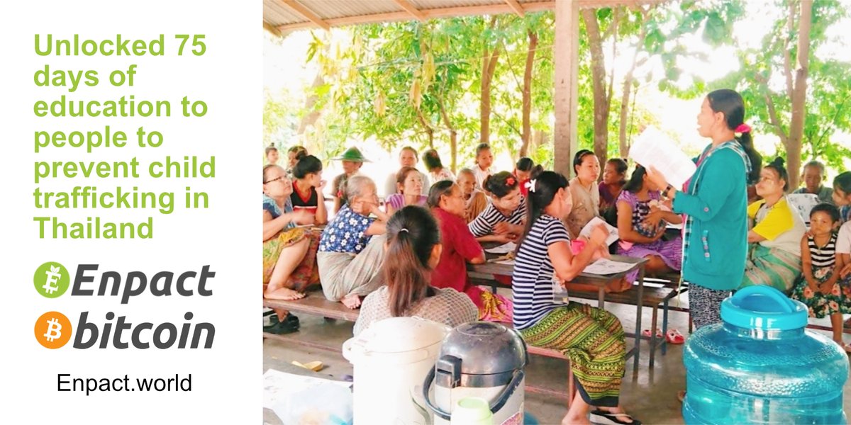 BitcoinEnpact's tweet photo. Latest #Enpact : Unlocked 75 days of education to people to prevent child trafficking in Thailand. Read more here https://t.co/vfWvN0g7Mo https://t.co/Ybb4WMuhLD