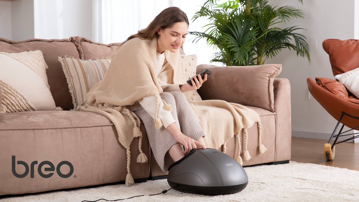 Breocare's tweet photo. "Long day at work? Don't let fatigue weigh you down! Treat your tired feet to some Shiatsu Deep Kneading relief with our amazing foot massager! 

👏Invest in your well-being and indulge in the ultimate foot rejuvenation experience. 
#breo #foot #pain #massager #lifestyle https://t.co/GIMyDoekCq