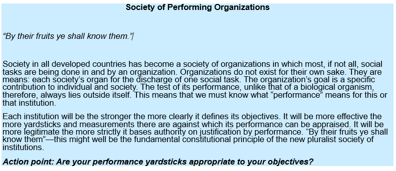 Society in all developed countries has become a society of organizations in which most, if not all, social tasks are being done in and by an organization.
#PeterDrucker #society #Management #organization #Leadership #performance #letsconnect
