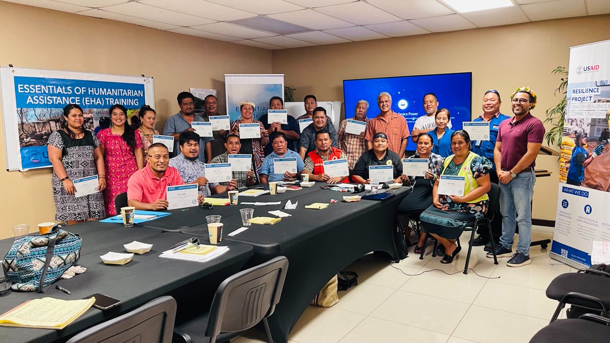 IOMNorthPacific's tweet image. We coordinated w/Chuuk Disaster Coordination Office to deliver Essentials of Humanitarian Assistance training to frontline emergency responders. This will strengthen
✅#EvacuationCenter management
✅#GenderMainstreaming
✅post-disaster assessment
✅#HumanitarianPrinciples

@USAID