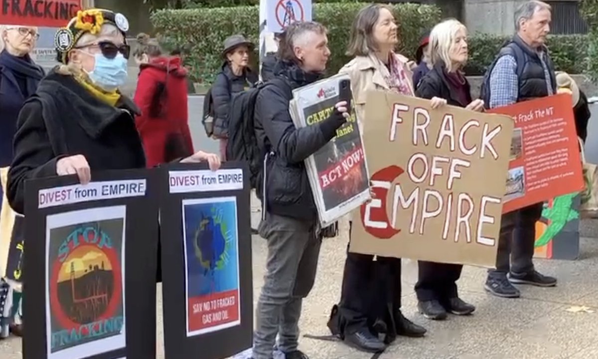 knitnannasSYD's tweet photo. Nannas at the Sydney demo today re mega fracking machine/Empire Energy/ Middle Arm Petrochemical hub vs Larrakia Trad Owners protecting ancient petroglyphs & the despoiling of the planet. @360 @LockTheGate #nocsg https://t.co/XrstONnxbN