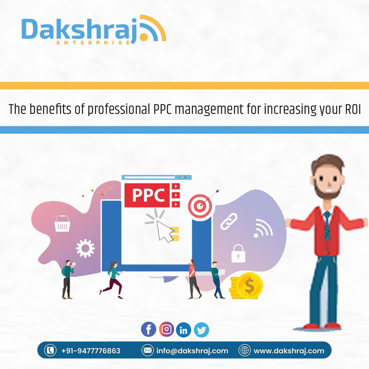 DakshrajIndia's tweet image. 📢 Boost your business with professional PPC management! 

📈 Maximize your Return on Investment (#ROI) with expert handling of Pay-Per-Click campaigns. 

🎯 Stay ahead of the competition and reach your target audience effectively. 💼 

#PPCmanagement #ROIboost #DigitalMarketing