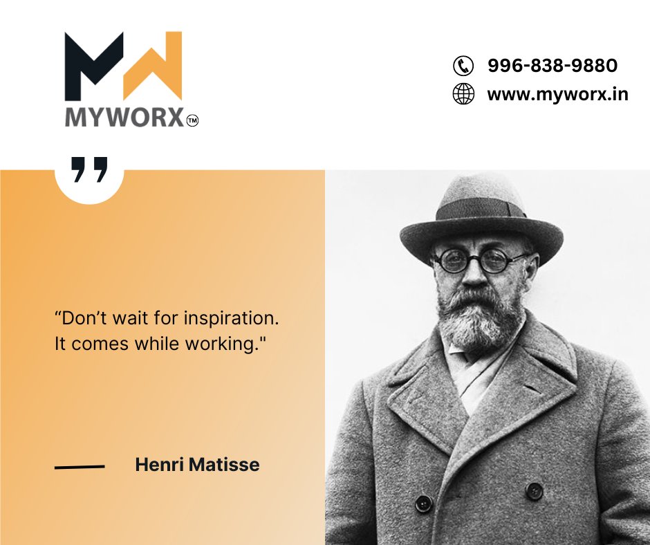 Daily Motivation.😇
Join our co-working space.👍
Link in bio>>>   
#myworx #HenriMatisse #coworking #coworkingspaces #myworxcoworking #myworxspace #startups #startupindia #businessowners #businessworld #technology #entrepreneurs #freelancers #noida