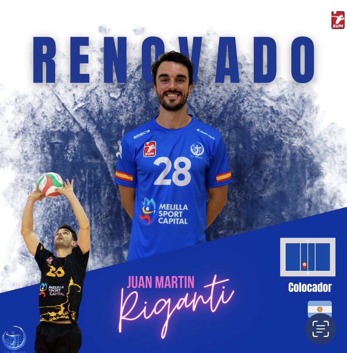 #SuperligaMasculinadeVoleibol

‼️SÚPER RENOVACIÓN: el Mago Juan Martín Riganti <a href="/jmriganti/">Juan Martin Riganti</a> seguirá siendo el cerebro del <a href="/cvmelilla/">Cvmelilla</a>. 

Siempre en mi equipo mago. Candela y Pica Pica.