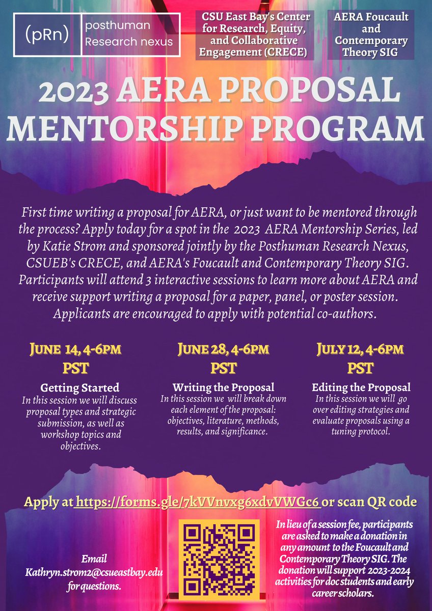 PDiEjournal's tweet photo. Our colleague @katejstrom is running an AERA proposal-writing mentorship program. It is geared toward doctoral students and early career researchers, but open to everyone. There's no registration fee, but a donation will be welcome. More information on the flyer https://t.co/Hb656CejNy