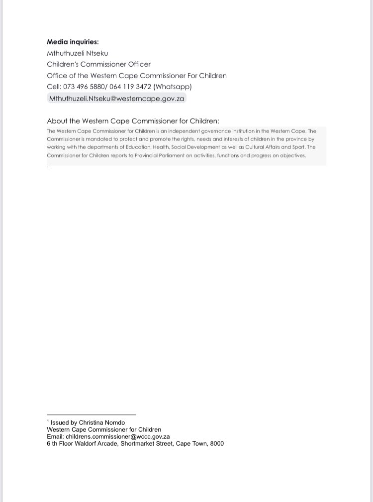 Designated child protection services are at breaking point in Western Cape. 
<a href="/WesternCapeGov/">Western Cape Gov</a>