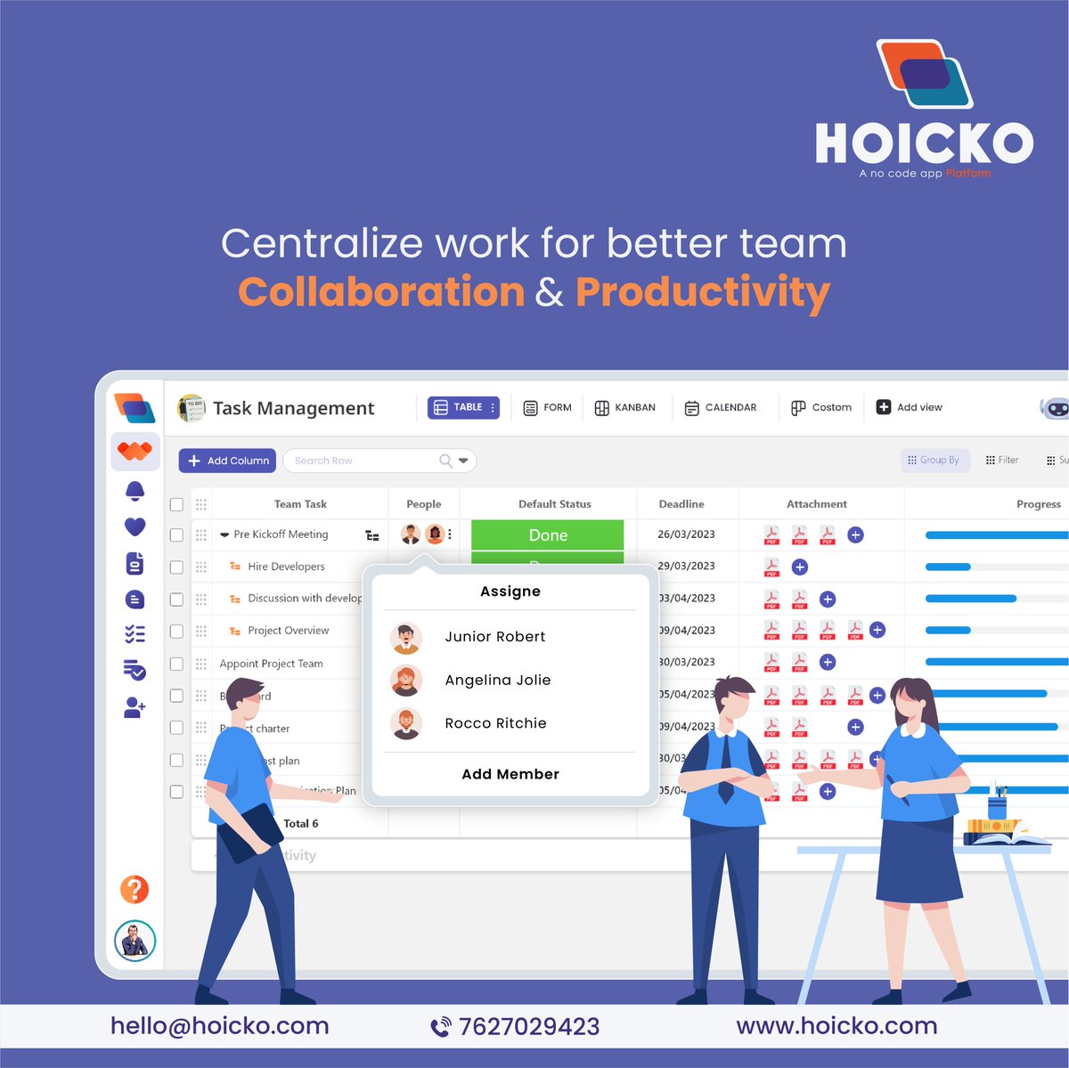 Hoicko.com is a #collaboration tool that organizes your projects into boards centralize #teamwork for better team experience.
#hoickonocodeapp #oneappforall #nocodeapp #freenocodeapp #projectmanagementsoftware #projectmanagementtool #workflowmanagementsoftware